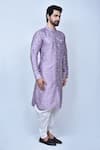 Arihant Rai Sinha_Purple Kurta Banglori Silk Polka Patterns And Cowl Pant Set _at_Aza_Fashions