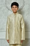 Petite Pomme_Cream Silk Embroidery Floret Pattern Kurta _at_Aza_Fashions