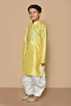 Shop_Aryavir Malhotra_Yellow Silk Printed Floral Kurta And Patiala Set _Online_at_Aza_Fashions