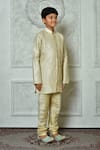 Shop_Petite Pomme_Cream Silk Embroidery Floret Pattern Kurta _Online_at_Aza_Fashions