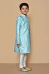 Shop_Arihant Rai Sinha_Blue Silk Embroidery Floret Print Kurta And Churidar Set 