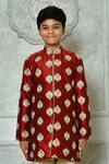 Petite Pomme Red Silk Embroidery Flora Pattern Kurta at Aza Fashions Petite Pomme_Red Silk Embroidery Flora Pattern Kurta _at_Aza_Fashions