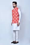 Buy_Arihant Rai Sinha_Orange Kurta And Pant Art Silk Printed Patola Patterns Cotton Bundi & Set 