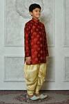 Petite Pomme Red Silk Embroidery Floret Thread Work Kurta And Patiala Pant Set at Aza Fashions Petite Pomme_Red Silk Embroidery Floret Thread Work Kurta And Patiala Pant Set _at_Aza_Fashions
