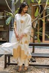 Buy_Vaani Beswal_Ivory Handwoven Malai Chanderi Applique Embroidered Esaa Kurta Trouser Set _Online_at_Aza_Fashions