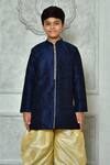 Buy_Petite Pomme_Blue Silk Embroidery Navy Thread Work Kurta Set _Online_at_Aza_Fashions