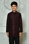 Petite Pomme_Wine Silk Embroidery Paisley And Leaf Kurta _Online_at_Aza_Fashions