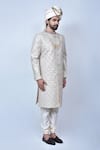 Shop_Arihant Rai Sinha_Multi Color Art Silk Embroidery Thread Floral Pattern Sherwani Set _Online_at_Aza_Fashions