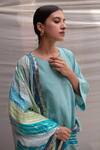 Priyanka Raajiv_Blue Silk, Cotton, Tissue, Satin, Brocade, Maheshwari Embroidered Dupatta _at_Aza_Fashions