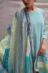 Shop_Priyanka Raajiv_Blue Silk, Cotton, Tissue, Satin, Brocade, Maheshwari Embroidered Dupatta _at_Aza_Fashions