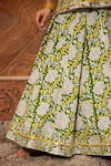 Buy_POMCHA JAIPUR_Green Kurta And Skirt Cotton Print Floral Round Neck Kavya Set _Online_at_Aza_Fashions