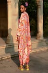 Buy_Swati Vijaivargie_Multi Color Silk Embroidery Gota Nargis Cape And Palash Dhoti Pant Set _Online_at_Aza_Fashions