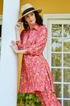 Buy_Karaj Jaipur_Red Muslin Floral Shirt Collar Pattern Tunic With Pant
