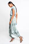 Shop_Anmol Kakad_Blue Georgette V-neck Geometric And Mosaic Pattern Jumpsuit_Online_at_Aza_Fashions
