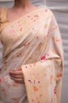 Shop_Priyanka Raajiv_Ivory Moonga Silk Woven Brocade Floral Gold Jaal And Aishwarya Saree  _at_Aza_Fashions