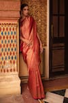 Buy_Priyanka Raajiv_Red Silk Woven Floral Tara Banarasi Saree _at_Aza_Fashions