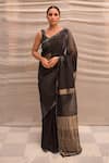 Buy_Priyanka Raajiv_Black Silk Patch Work And Hand Embroidered Dharmini Saree With Blouse  _Online_at_Aza_Fashions