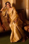 Shop_Priyanka Raajiv_Beige Chanderi Silk Embellished Sequin And Bhuvaneshwari Saree _Online_at_Aza_Fashions