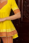 Shop_Pomcha Jaipur_Yellow Dupatta Soft Net, Kurta And Sharara , Lining Tuscan Set _Online_at_Aza_Fashions