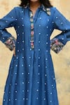 Buy_Label Niti Bothra_Blue Pure And Handwoven Banarasi Silk With Bemberg Polka Dot Kurta & Palazzo Set_Online_at_Aza_Fashions