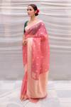 Buy_Priyanka Raajiv_Pink Organza Silk Paisley Pattern Aisaa Brocade Saree _Online_at_Aza_Fashions