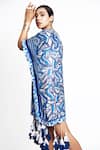 Shop_Anmol Kakad_Blue Cotton Silk Mosaic Open Pattern Tassel Hem Cover Up  _Online_at_Aza_Fashions