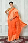 Buy_Adara Khan_Orange Blended Cotton Woven Striped Saree_Online_at_Aza_Fashions