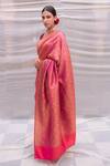 Buy_Priyanka Raajiv_Pink Banarasi Silk Woven Floral Jaya Saree  _Online_at_Aza_Fashions