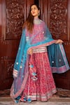 POMCHA JAIPUR_Pink Kurta And Skirt Cotton Printed Floral Round Naaz Set_Online_at_Aza_Fashions