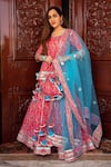 Buy_POMCHA JAIPUR_Pink Kurta And Skirt Cotton Printed Floral Round Naaz Set_Online_at_Aza_Fashions