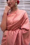 Shop_Priyanka Raajiv_Pink Banarasi Silk Floral Minakshi Woven Saree _at_Aza_Fashions