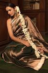 Priyanka Raajiv_Green Silk Tissue Stripe Pattern Chunika Brocade Saree_Online_at_Aza_Fashions
