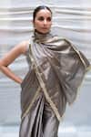 Shop_Priyanka Raajiv_Silver Chanderi Silk Plain Kamala Saree  _Online_at_Aza_Fashions