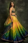 Buy_Cedar & Pine_Multi Color Lehenga Dupion Embroidered And Chevron Pattern Set  _Online_at_Aza_Fashions