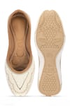 Naintara Bajaj_White Embroidered Tonal Bead Juttis_at_Aza_Fashions