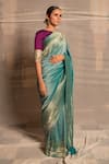 Buy_Priyanka Raajiv_Blue Banarasi Silk Woven Geometric Jaishree Saree  _Online_at_Aza_Fashions