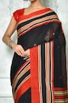 Buy_Samyukta Singhania_Black Pure Cotton Woven Geometric Panelled Saree _Online_at_Aza_Fashions