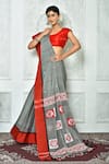 Buy_Samyukta Singhania_Grey Pure Cotton Applique Fish Saree _Online_at_Aza_Fashions