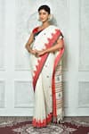 Buy_Samyukta Singhania_White Pure Cotton Woven Geometric Saree _Online_at_Aza_Fashions