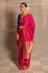 Buy_Priyanka Raajiv_Pink Banarasi Silk Woven Brocade Vintage Gold Floral Bhairavi Saree  _Online_at_Aza_Fashions