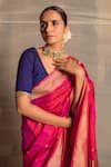 Shop_Priyanka Raajiv_Pink Banarasi Silk Woven Brocade Vintage Gold Floral Bhairavi Saree  _at_Aza_Fashions