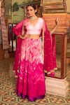 Buy_Priyanka Raajiv_Pink Silk, Cotton, Tissue, Satin, Brocade, Indira Embroidered Lehenga Set _Online_at_Aza_Fashions