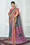 Buy_Samyukta Singhania_Grey Pure Cotton Woven Jamdani Striped Saree _Online_at_Aza_Fashions