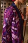 Shop_Priyanka Raajiv_Purple Silk, Satin, Brocade, Cotton And Chakori Chevron Pattern Patch Jacket _at_Aza_Fashions