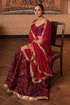 Buy_Priyanka Raajiv_Red Silk, Satin, Brocade, Cotton And Handwoven Tissue, Girija Patch Lehenga Set _Online_at_Aza_Fashions