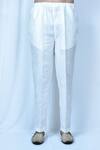 Samyukta Singhania_Blue Kurta: Linen Cotton Full Sleeve Short And Pant Set For Men_Online_at_Aza_Fashions