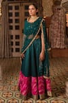 Buy_Priyanka Raajiv_Green Silk, Cotton, Tissue, Satin, Jayalakshmi Patchwork Embroidered Lehenga Set _Online_at_Aza_Fashions