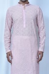 Buy_Samyukta Singhania_Pink Kurta Georgette Based Chikankari Embroidery Geometric Set _Online_at_Aza_Fashions