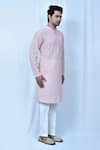 Samyukta Singhania_Pink Kurta Georgette Based Chikankari Embroidery Geometric Set _at_Aza_Fashions