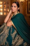 Shop_Priyanka Raajiv_Green Chiffon, Chanderi Silk Tissue Round Pramsu Lehenga Set _at_Aza_Fashions